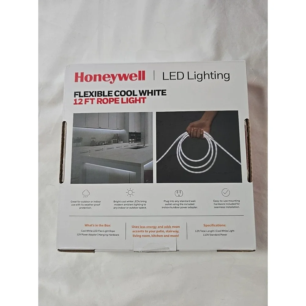 Flexible LED‎ White Neon Rope Light Accent, Outdoor/Indoor, Power Adapter - 12ft